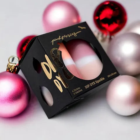 Pink Stories Advents Stumpenkerzen 4erSet DipDye Sparkle „Powder Ice“