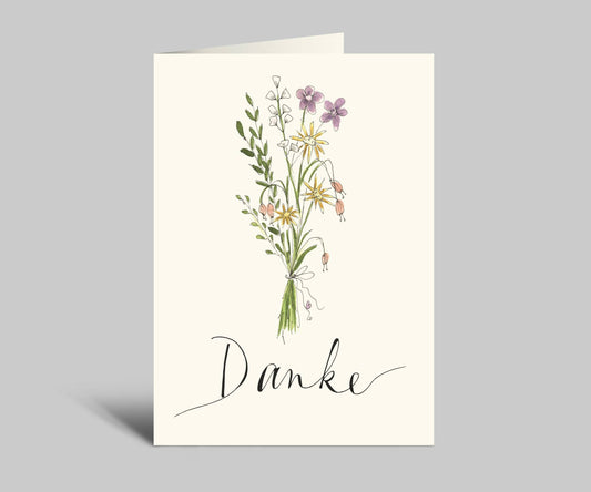 Annelis Art Dankeskarte | Blumenstrauß & Danke | Klappkarte mit Umschlag