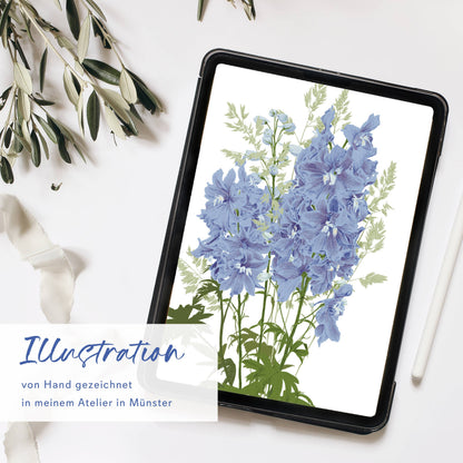 Wildblumenatelier Klappkarte 'Glückwunsch' mit blauen Blumen