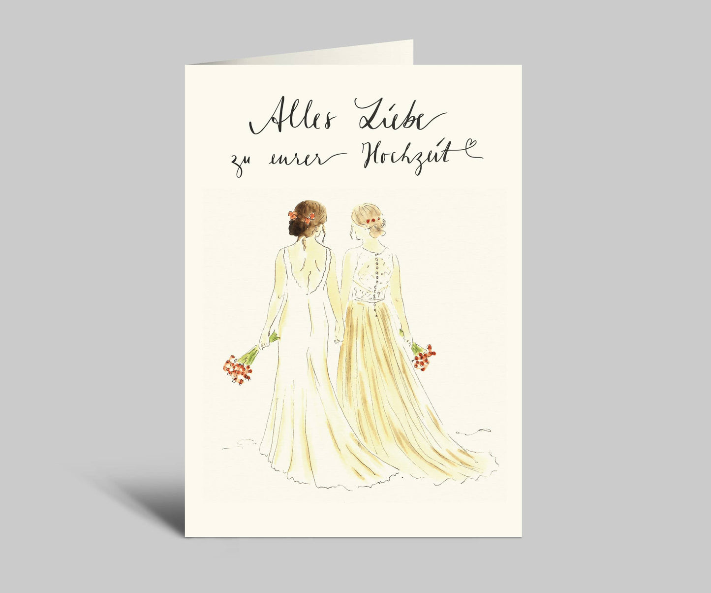 Annelis Art Aquarell-Hochzeitskarte | LGBTQI+ | Zwei Frauen heiraten