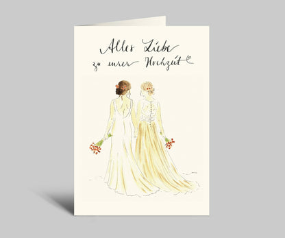 Annelis Art Aquarell-Hochzeitskarte | LGBTQI+ | Zwei Frauen heiraten
