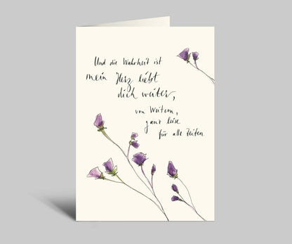 Annelis Art Trauerkarte | Blumen und Spruch | Klappkarte mit Umschlag