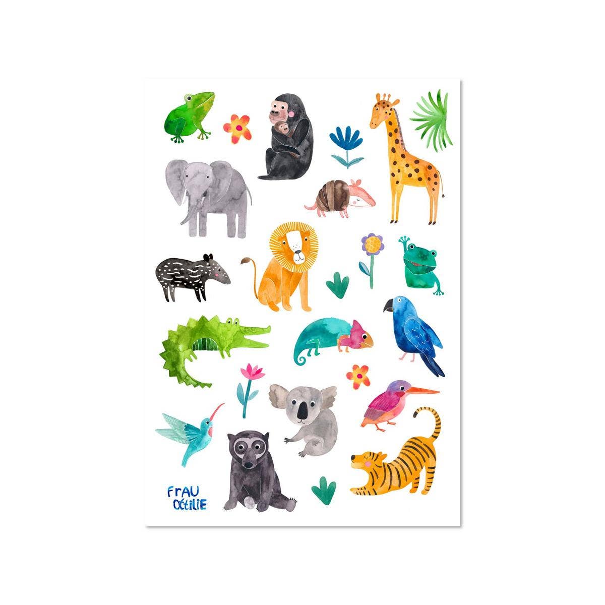 Frau Ottilie Spülmaschinenfeste Sticker *Wilde Tiere*