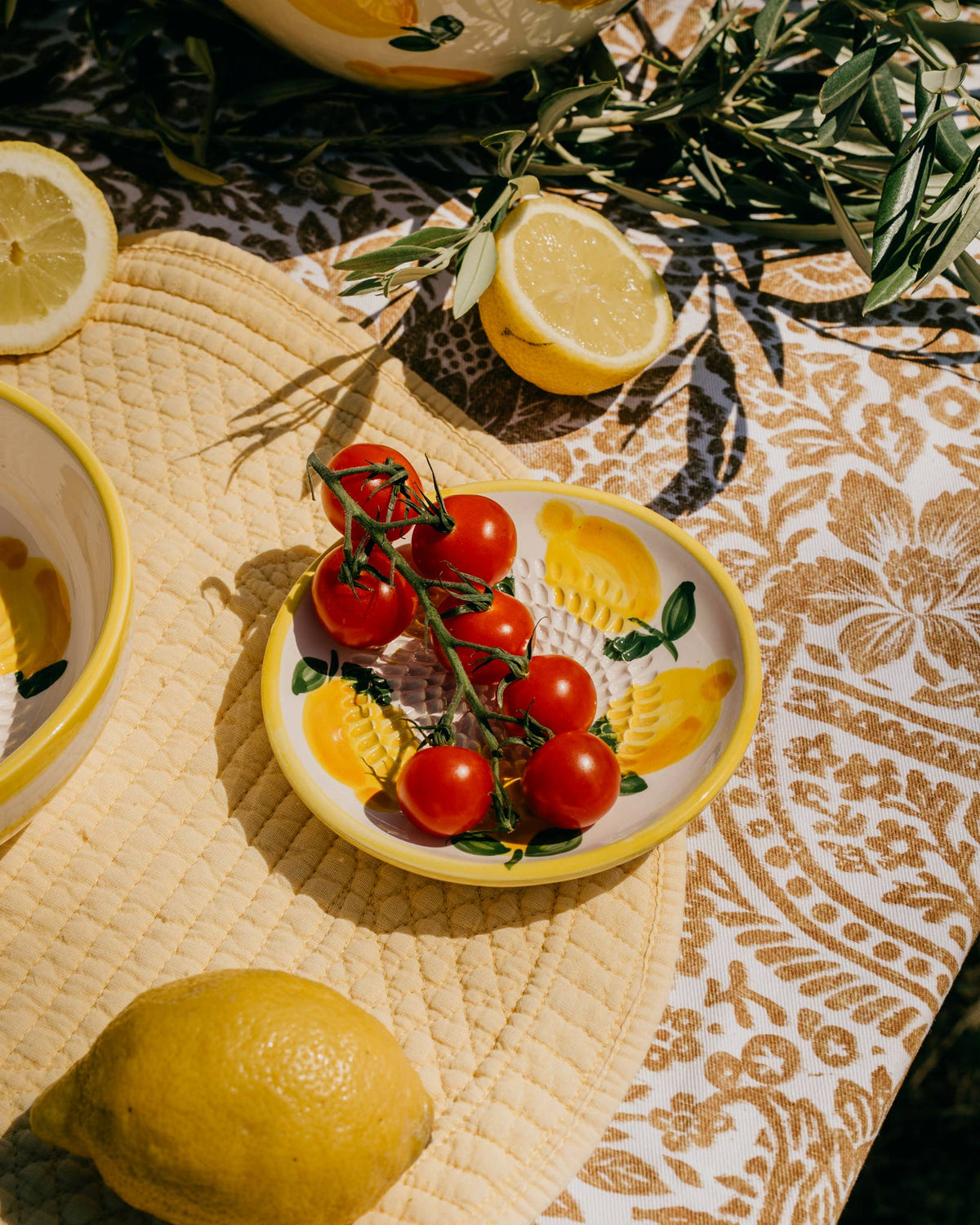 Tierra Cocida Keramische Knoblauchreibeplatte - Gelb & Weiß - Klein Limone
