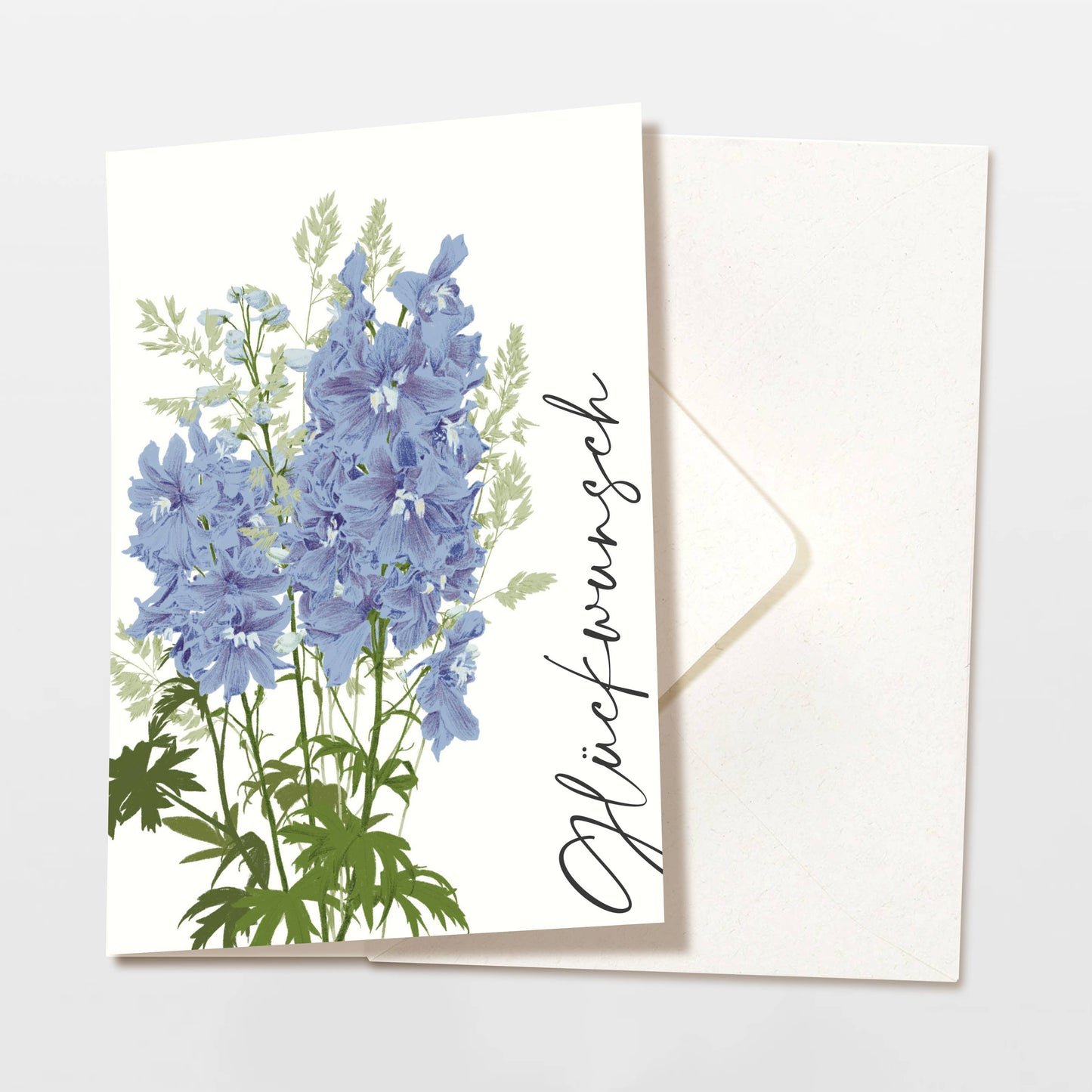 Wildblumenatelier Klappkarte 'Glückwunsch' mit blauen Blumen