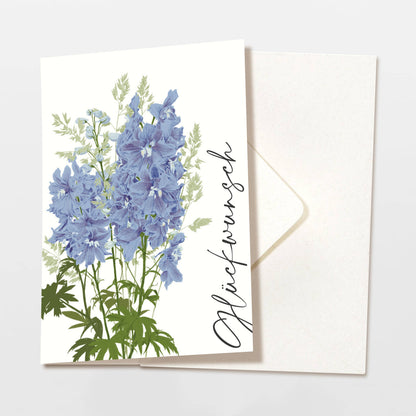 Wildblumenatelier Klappkarte 'Glückwunsch' mit blauen Blumen