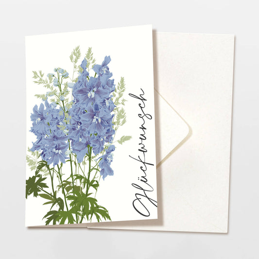 Wildblumenatelier Klappkarte 'Glückwunsch' mit blauen Blumen
