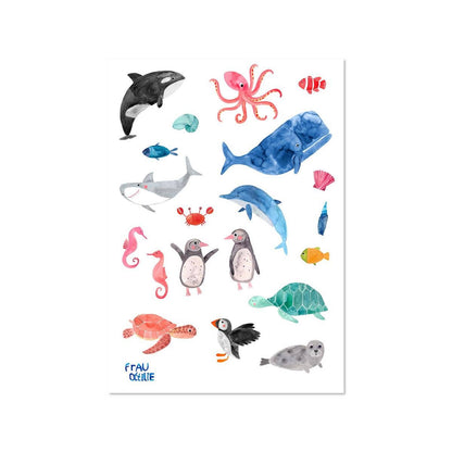 Frau Ottilie Spülmaschinenfeste Sticker *Wildes Meer*