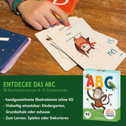 Rüsselfuchs- ABC-Kartenset mit 30 Buchstabenkarten und 10 Zahlenkarten