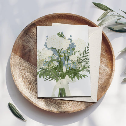 Wildblumenatelier Klappkarte für Blumenstrauß mit blauen und weißen Blumen