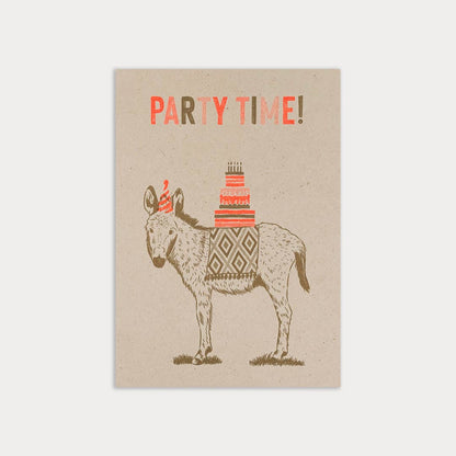 Postkarte / Esel / Party time! / Ökopapier