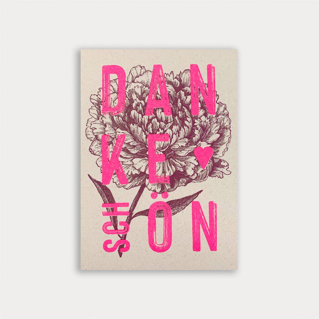 Postkarte / Typo / Dankeschön / Risographie