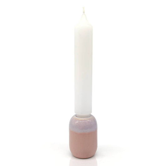 Kerzenhalter klein, 6,5 cm, aus Keramik, rosa