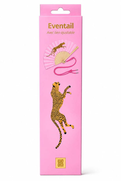 Fächer mit Schulterriemen – Rosa Leopard
