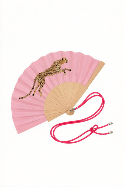 Fächer mit Schulterriemen – Rosa Leopard