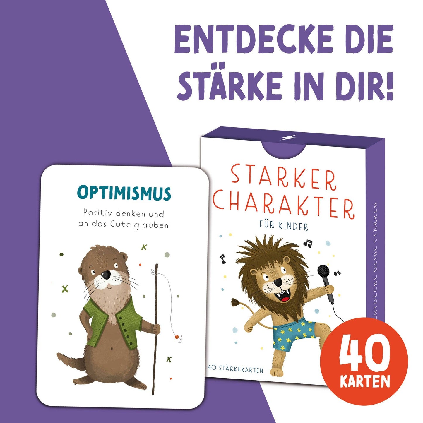 Rüsselfuchs - „Starke Gedanken“ Stärkekarten für Kinder | 40 Charakterstärken