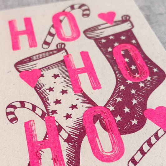 Postkarte / Typo / Ho Ho Ho / Risographie