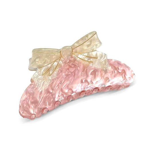 Woom Haarklammer mit Schleife, rosa und Creme