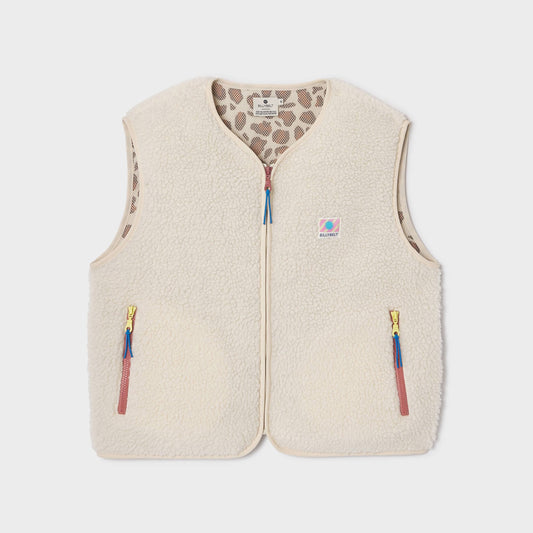 BillyBelt Ärmellose Damen-Sherpa-Weste mit Reißverschluss - Elfenbein