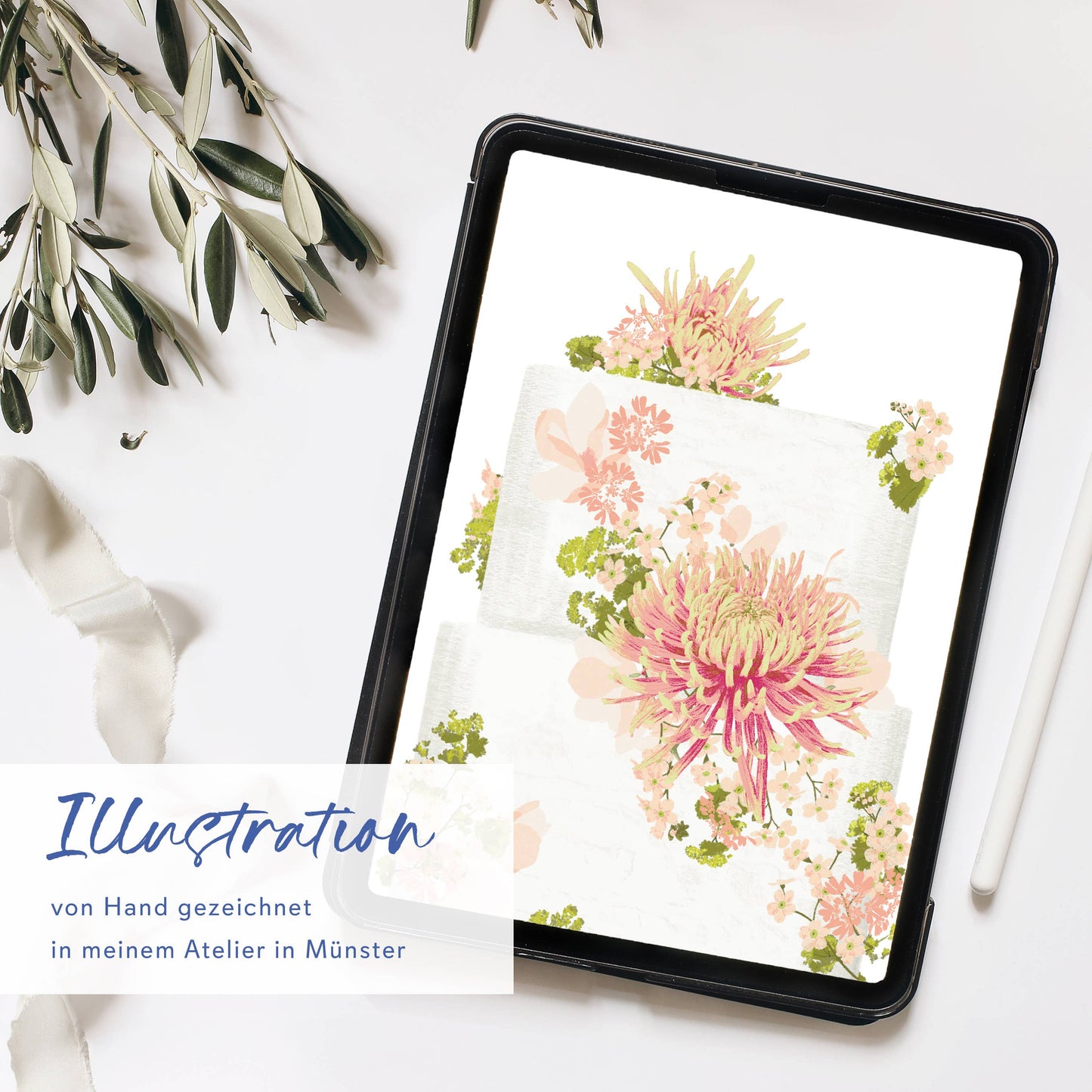 Wildblumenatelier Klappkarte 'zur Hochzeit alles Liebe' Torte mit Blumen