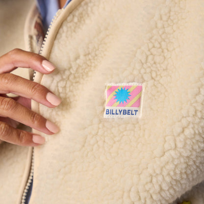 BillyBelt Ärmellose Damen-Sherpa-Weste mit Reißverschluss - Elfenbein