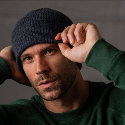 BillyBelt Beanie aus Lammwolle - Dunkelgrau