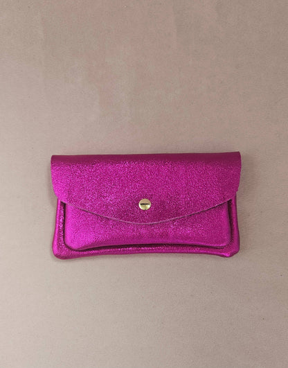 Känguru-Doppel-Fach-Geldbörse aus Rindsleder: Golden