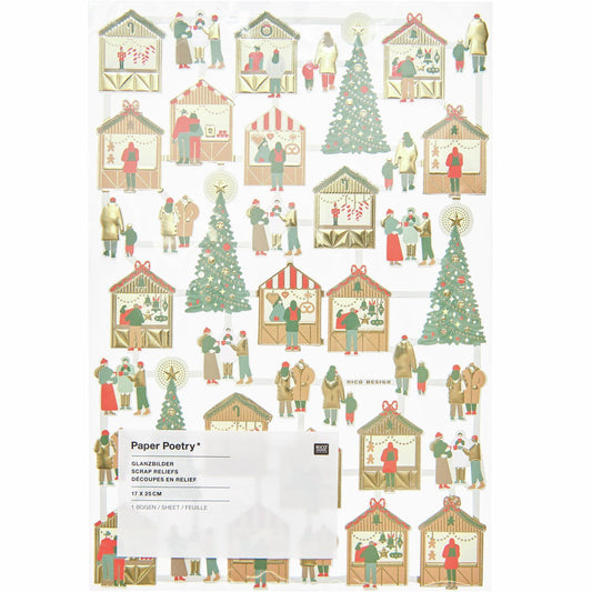 Rico Design Glanzbilder Weihnachtsmarkt